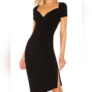 Norma Kamali X Revolve Sweetheart Side Drape Jersey Black Dress Sz L